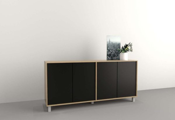 D_819855-MLA91671147068_092025-F.jpg Mueble Bahiut Vajillero 4 Puertas 180 Cm Moderno Living Color Negro