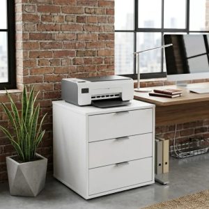 Cajonera 3 Cajones Organizador Dormitorio Living Oficina Con Tiradores Aluminio Correderas Metálicas Melamina Blanco 50 Cm Guardado Ca3cl Dielfe