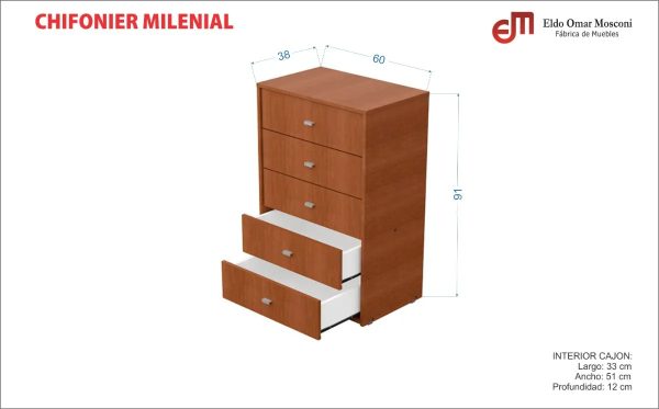 Chifonier Milenial 5 Cajones 56729 Mosconi Wengue