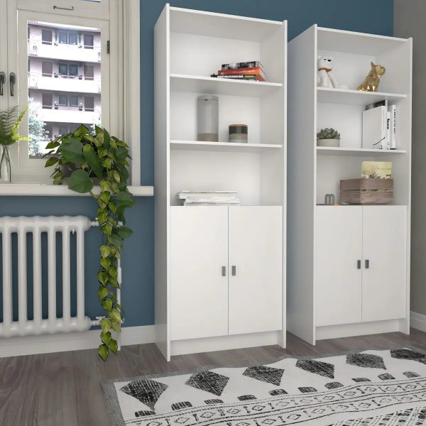 Estanteria Biblioteca Grande Con Puertas Melamina Color Everest