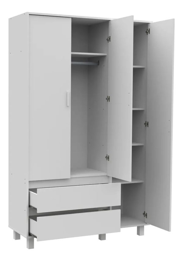 Placard Mosconi Milenial Geo 3 Puertas Con Patas Moderno Blanco