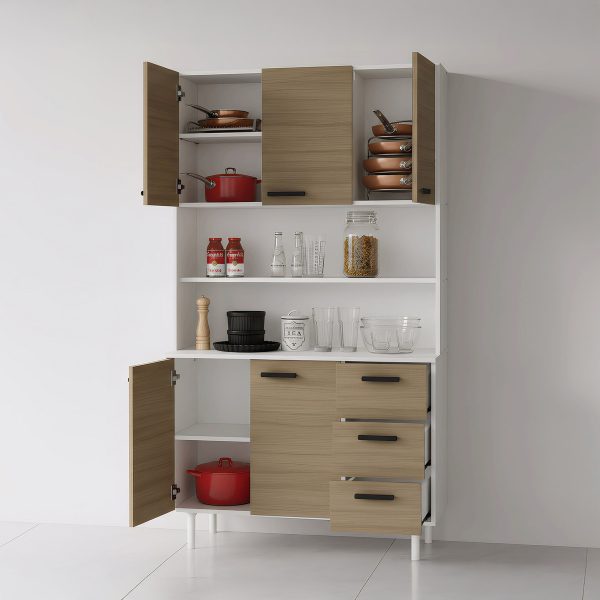 Vajillero Aparador Mueble Organizador De Cocina Despensero Color Avellana