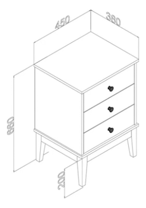 Mesa De Luz Cajones Con Patas Estilo Colonial Linea Mexicana Color Blanco