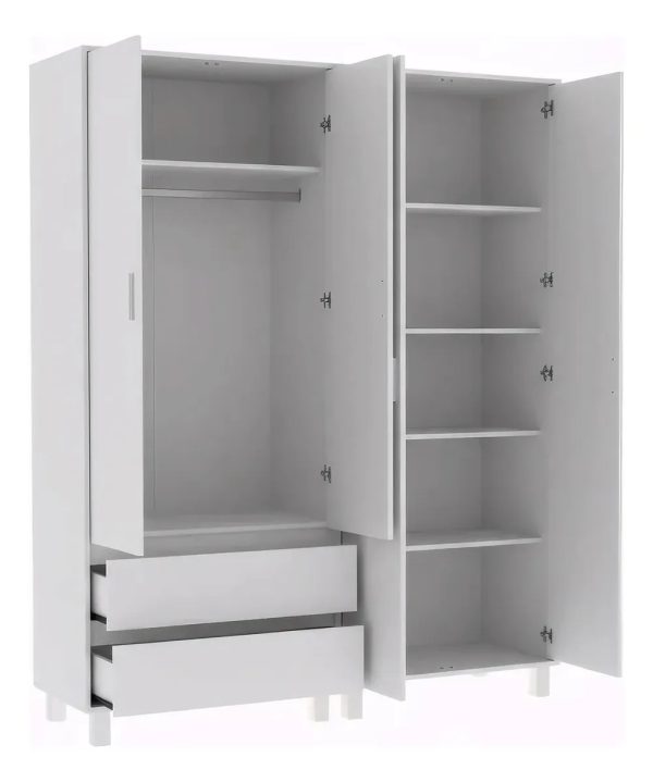 Placard Mosconi Geo 4 Puertas C/patas Moderno Blanco