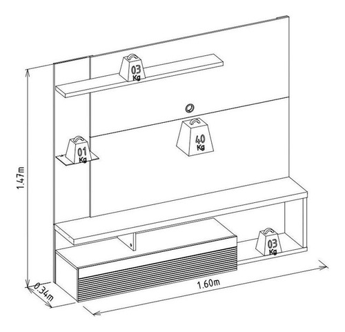 D_860127-MLU70679407299_072023-F.jpg Panel Suspendido Para Tv De Hasta 60 Pulgadas Tijuca Línea Brasil Color Nogal