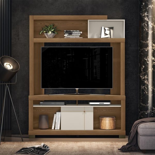 Soporte Para Tv Laguna Linea Brasil De Hasta 60 Pulgadas, Color Freijó/blanco Roto Freijó/off White