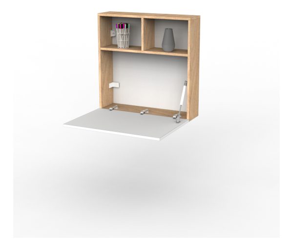 Escritorio Habitacion Oficina Juvenil Hogar Flotante Plegable Espacio Reducido Moderno Blanco Y Roble Eco063 Dielfe Blanco / Roble Natural