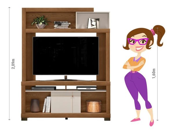 Soporte Para Tv Laguna Linea Brasil De Hasta 60 Pulgadas, Color Freijó/blanco Roto Freijó/off White