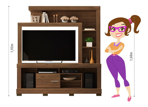 Estantería Ipanema Linea Brasil Para Tv De Hasta 55 Pulgadas, Color Nogueira Nogal