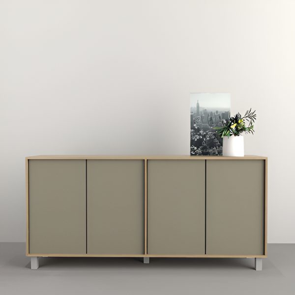 Mueble Bahiut Vajillero 4 Puertas Sistema Push 180 Cm Living Color Olmo Gris