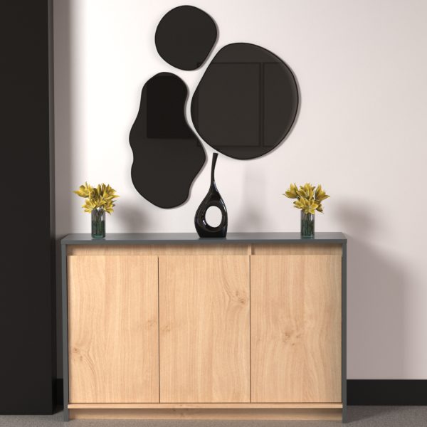 Bahiut Vajillero Aparador Modular 3 Puertas Con Estante 130cm Linea Niza Color Gris Grigio Roble Kendal Bajo Vajillero Moderno Bpn130 Dielfe Gris / Roble Kendal