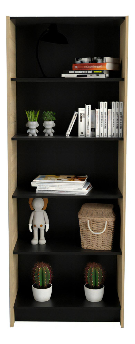 Estanteria Biblioteca Grande Abierta Melamina Color Olmo Negro