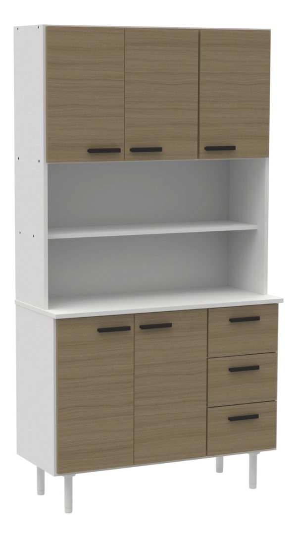 Vajillero Aparador Mueble Organizador De Cocina Despensero Color Avellana