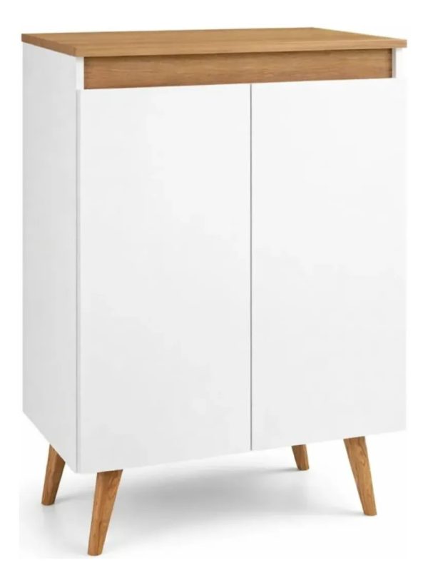 Buffet Aparador De Cocina Blanco/miel 2 Puertas Retro 60 Cm