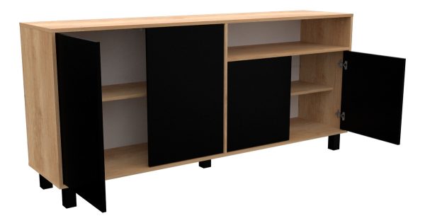 Vajillero Bahiut Aparador Mueble Comedor 4 Puertas 170 Cm Color Nebraska Natural