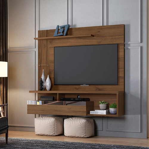 D_903471-MLU70679407289_072023-F.jpg Panel Suspendido Para Tv De Hasta 60 Pulgadas Tijuca Línea Brasil Color Nogal