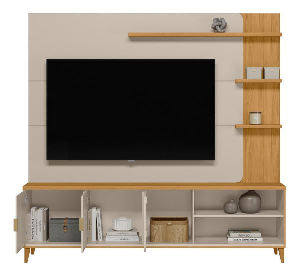 Tante Home Para Televisor Napoli Linea Brail De 70 Pulgadas Color Tauari/blanco Roto Enfoque Tauari/blanco Mate