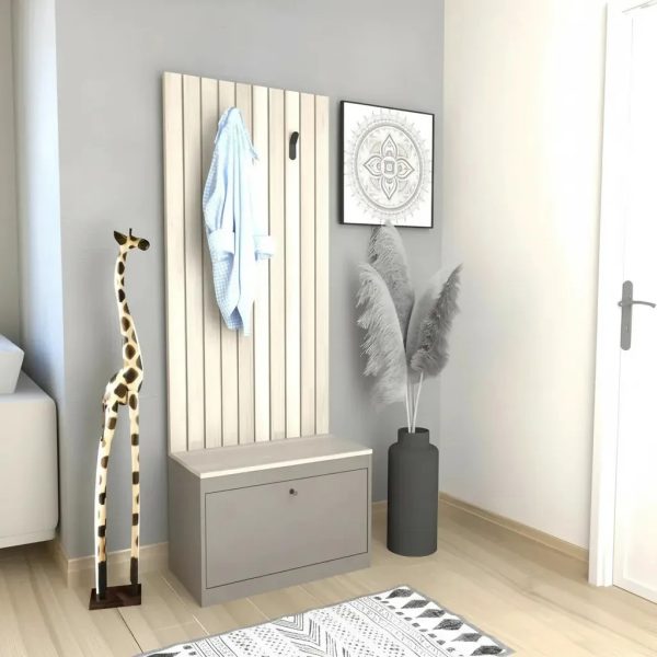 Mueble Recibidor Organizador De Calzado Funcional+++ Color Nevado Con Gris