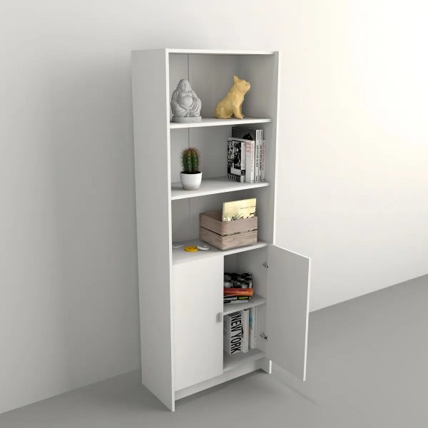 Estanteria Biblioteca Grande Con Puertas Melamina Color Everest