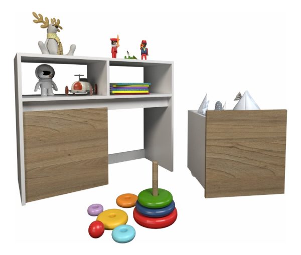 Juguetero 2 Cajones C/ruedas Baúl Juguetes Baires4 Color Blanco