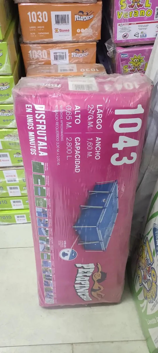 Pelopincho 1043 Pileta Estructural Rectangular Con Capacidad De 2800 Litros 1.6x2.7 M Azul Mosaico