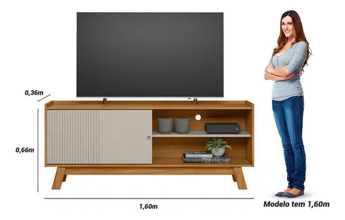 Estante Para Tv Aurum Linea Brasil De 65 Pulgadas, Color Natural/blanco Roto