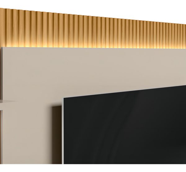 Estante Con Panel Rasgado, Módulo Lateral São Paulo Linea Bras, Color Tauari/blanquecino Mate Tauari/blanco Mate