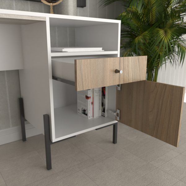 D_954575-MLA90953443868_082025-F.jpg Escritorio Moderno Cajón Y Puerta Patas De Hierro Industrial Color Everest Olmo