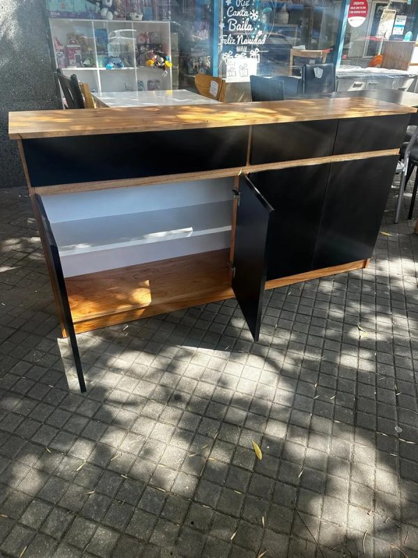 Bahiut Vajillero 4 Puertas, 4 Cajones. 180 X 90 X 40- Negro