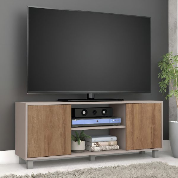 Rack Tv 50 Luka Blanco/miel 120 Cm Marrón Claro