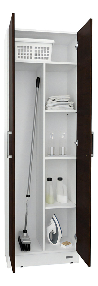D_967491-MLU74728684184_032024-F.jpg Escobero Despensero Cocina Organizador 2 Puerta Wengue 10201 Color 10201 - Blanco-wengue