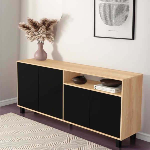 Vajillero Bahiut Aparador Mueble Comedor 4 Puertas 170 Cm Color Nebraska Natural