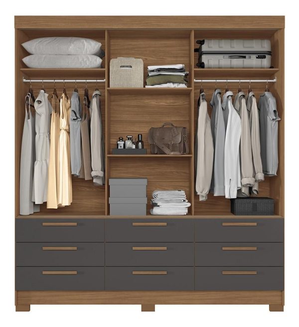 Placard Santos Andirá Morretes 3.9 Jatobá/grafito 3 Puertas Jatobá/grafite