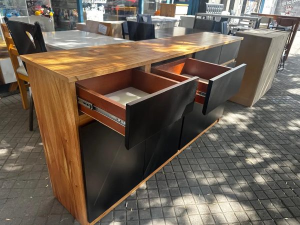 Bahiut Vajillero 4 Puertas, 4 Cajones. 180 X 90 X 40- Negro