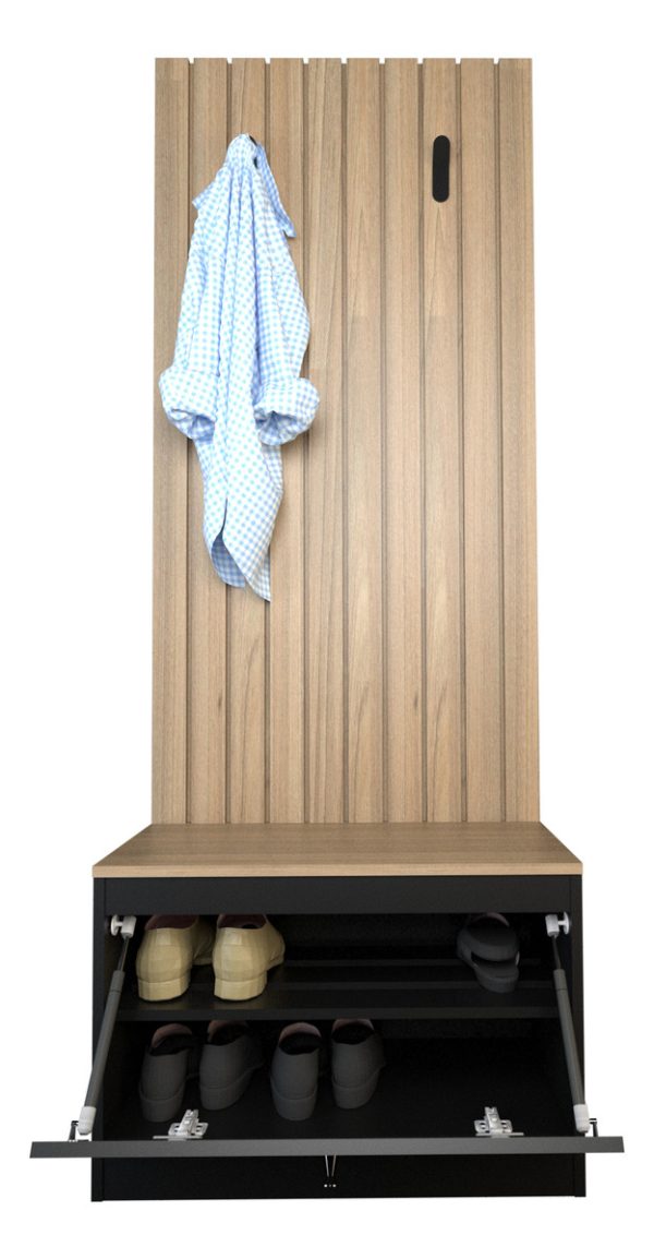 Recibidor Zapatero Varillado Con Perchero Entrada Dormitorio Color Olmo Negro