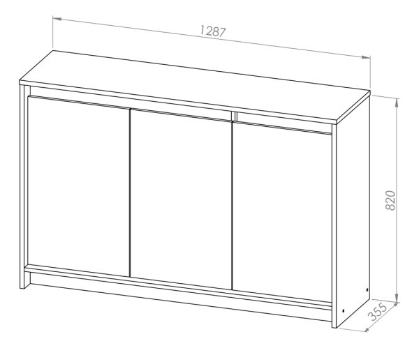 Bahiut Vajillero Aparador Modular 3 Puertas Con Estante 130cm Linea Niza Color Gris Grigio Roble Kendal Bajo Vajillero Moderno Bpn130 Dielfe Gris / Roble Kendal