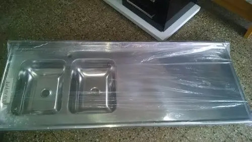 D_253501-MLA20326114161_062015-O.jpg Mesada Acero Inoxidable 1.60 X 0.60 Con Doble Bacha 60 X 38