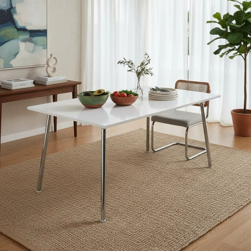 D_600150-MLA93261123791_092025-O.jpg Mesa Cocina Comedor Kaunas. Tapa Melamina Base Crom 140 X 82