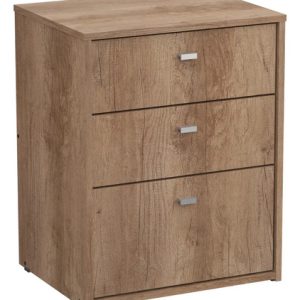 Mesa De Luz Nature Melamina 3 Cajones Mosconi Mate Nebraska Gris
