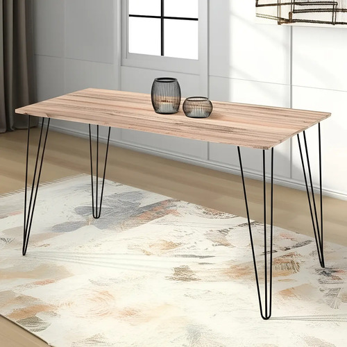 Mesa Comedor Living Cocina Rectangular 1,40mt Industrial Atakama Patas Negras Dielfe