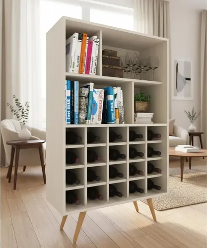 Biblioteca Con Bodega Escandinava- Con Patas - Dl 886