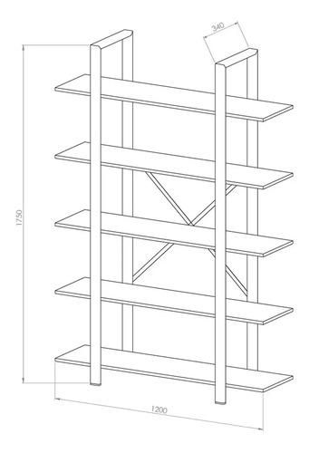 D_605443-MLU73331019558_122023-O.jpg Biblioteca Estanteria Industrial Melamina Metalica Linea Soho Organizador 5 Estantes Oficina Living Exhibidor Canyon Negro 175 Cm Est175 Dielfe Canyon Con Negro