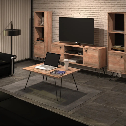 D_606254-MLA90896587869_082025-O.jpg Mesa Ratona Industrial Rectangular Living 90 Cm Color Atakama Con Patas De Hierro Negro Melamina 18mm Mesa Centro Baja Moderna Estilo Loft Fácil Armado Mir090 Dielfe