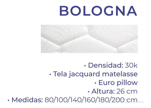 Colchon Espuma Bologna Pillow 80 X 26 X 190- Inpolcor