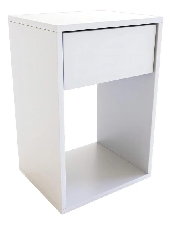 D_608110-MLA79768605879_102024-F.jpg Mesa De Luz Noche Dormitorio Melamina 1 Caj Espacio Libre Color Blanco Delos Dld08 Mate
