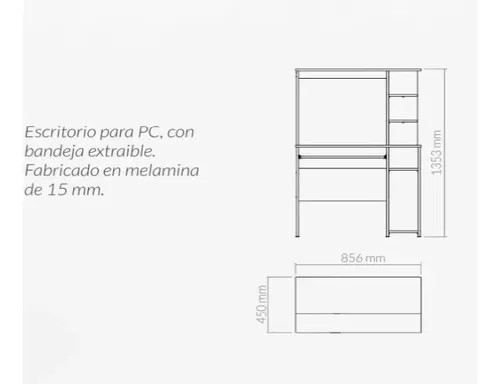 D_608393-MLA31093651746_062019-O.webp Mesa Para Pc Computacion C- Alzada 135 X 85 X 45. Cod. 8001