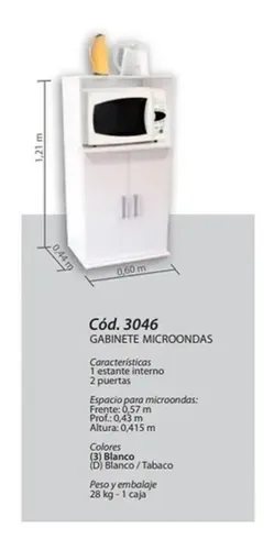 Mueble Auxiliar Para Microondas 2 Puertas- Estante Cod. 3046