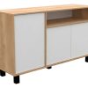D_611838-MLA92323264454_092025-O.jpg Vajillero Bahiut Aparador 3 Puertas Mueble Comedor 130 Cms Color Nebraska Natural / Blanco