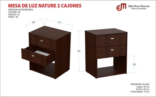 D_612586-MLA85613617833_062025-O.webp Mesa De Luz 2 Cajones Nature. 61 X 51 X 41- Mosconi