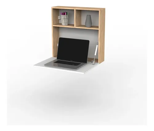 D_614003-MLA100384425115_122025-O.webp Escritorio Habitacion Oficina Juvenil Hogar Flotante Plegable Espacio Reducido Moderno Blanco Y Roble Eco063 Dielfe Blanco / Roble Natural